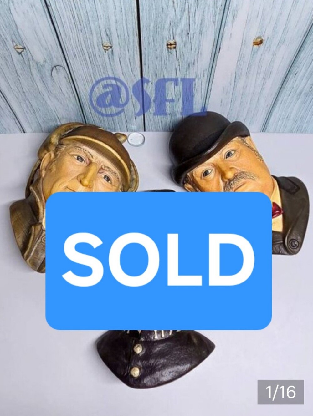 Vtg Bossons Chalkware Busts Sherlock Holmes Dr Watson Victorian Bobby Wall Hang
